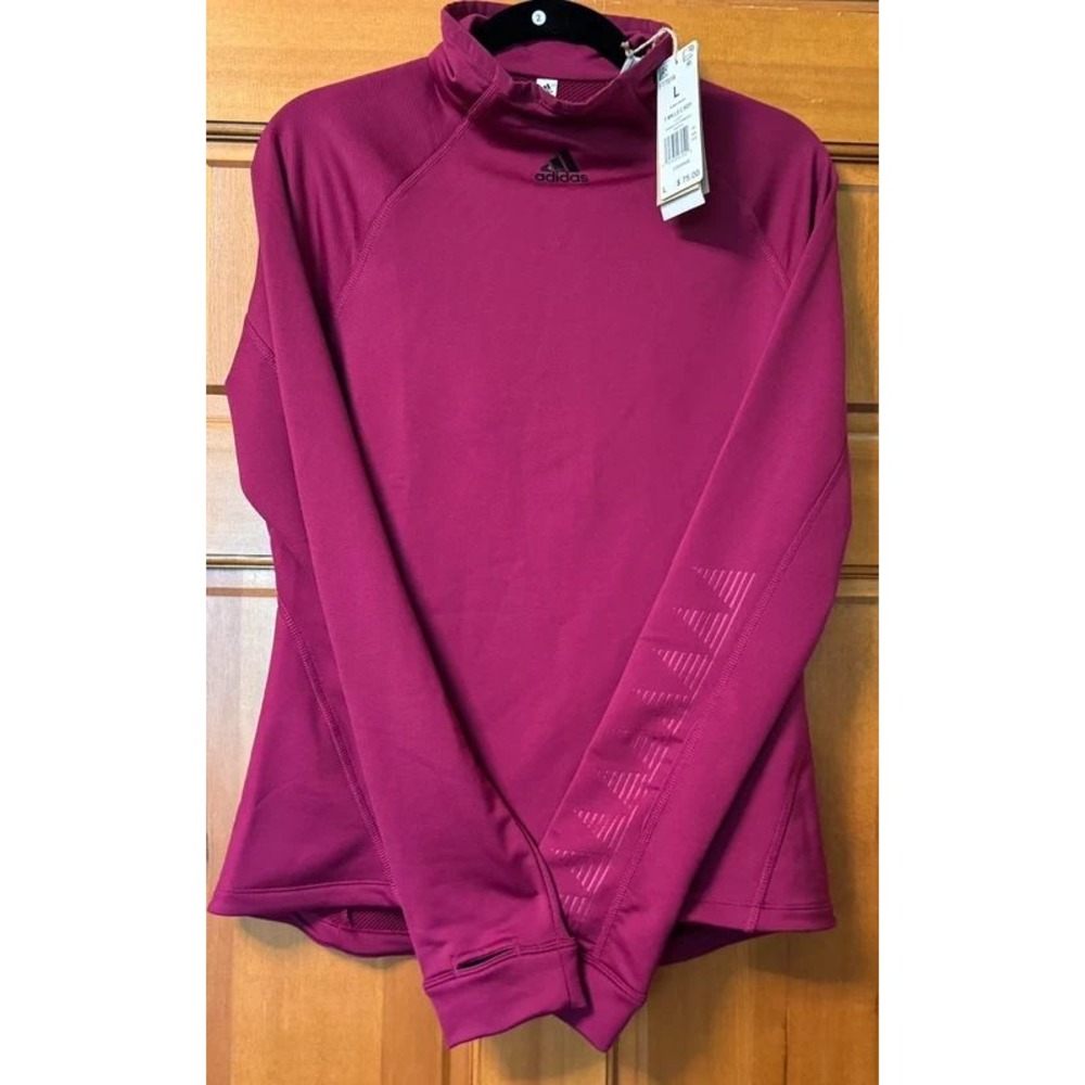 Adidas Womens Training Top Power Berry Long Sleeve Mock Neck Cozy & warm
